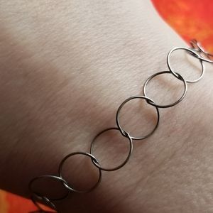 Sterling Silver bracelet Dainty open circles links bracelet Sterling Silver 925